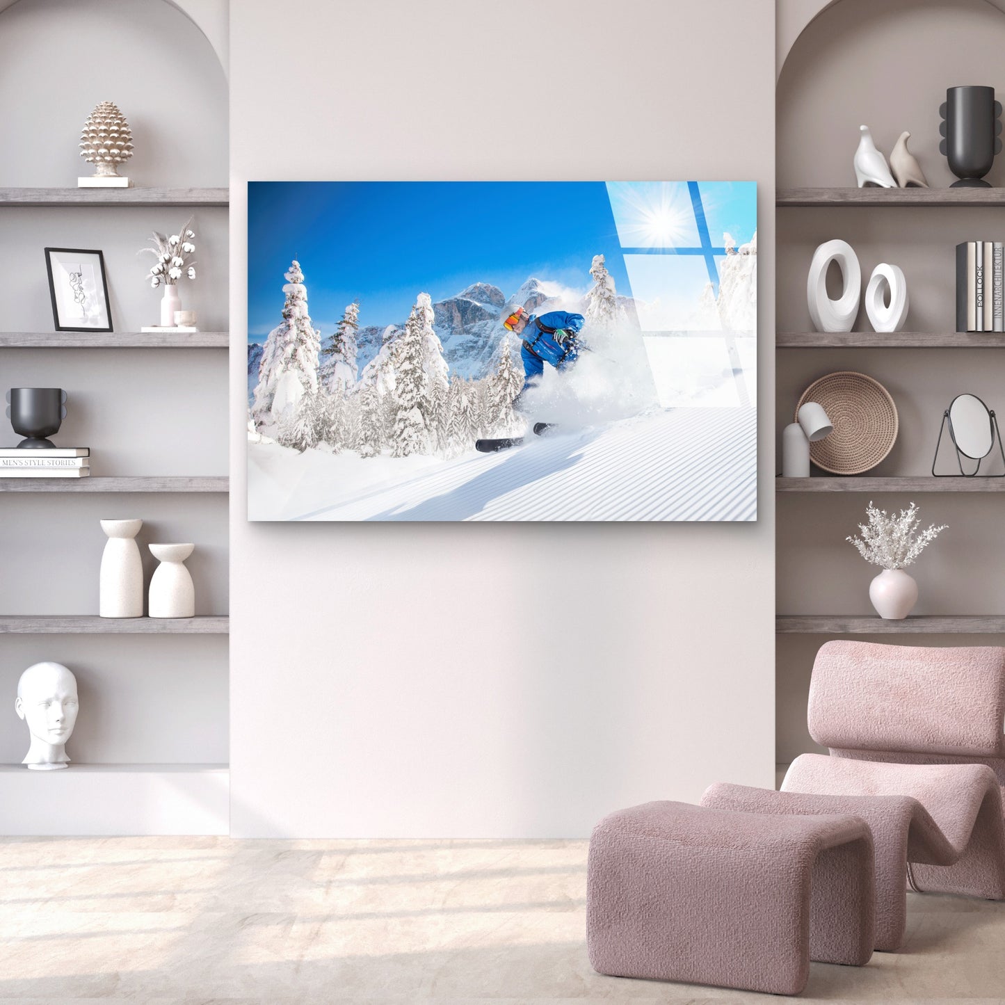 Skiing Skier Winter Snow Sport Action Acrylic Glass Printing Wall Art Australian Made Quality