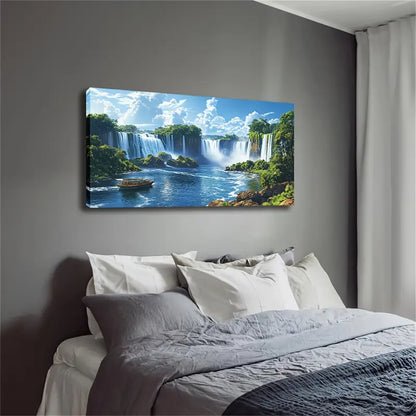 Spectacular Waterfall Group Wall Art Canvas Office Home Room Framed 120x60cm - Bella Home Decor
