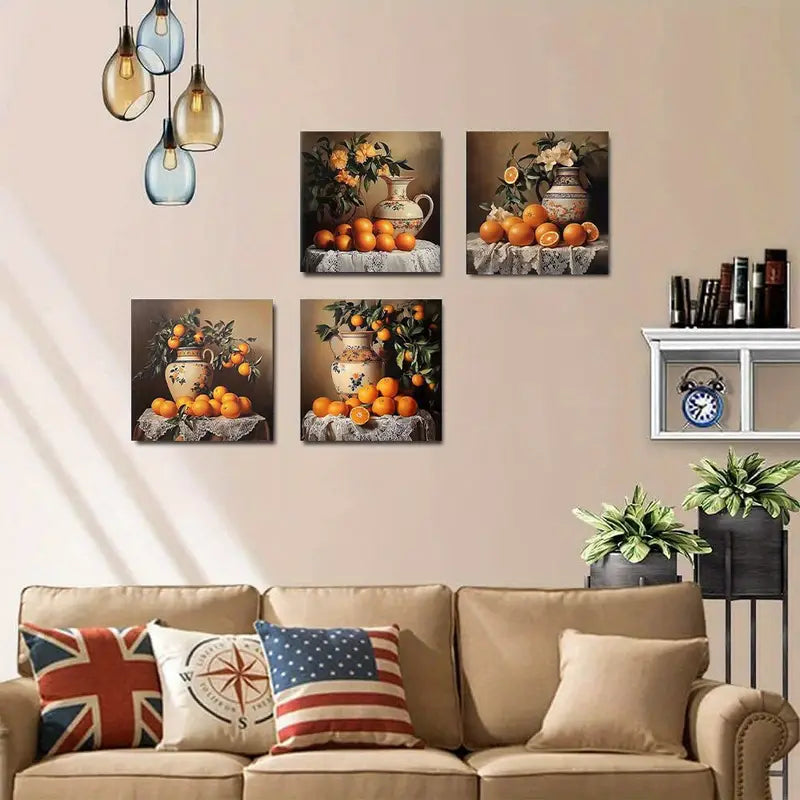 4pcsFruits Flowers  Wall Art Canvas Framed