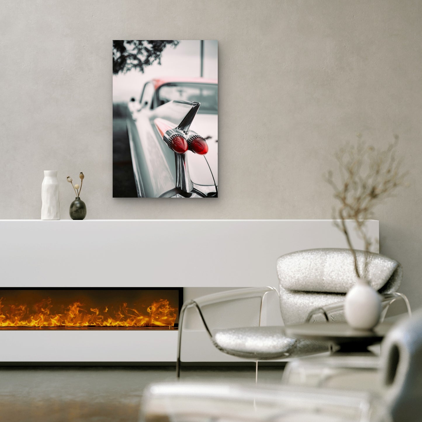 Classic 1959 Cadillac Tail Fin and Bullet Taillights 60x90cm Metal Print Ready to Hang