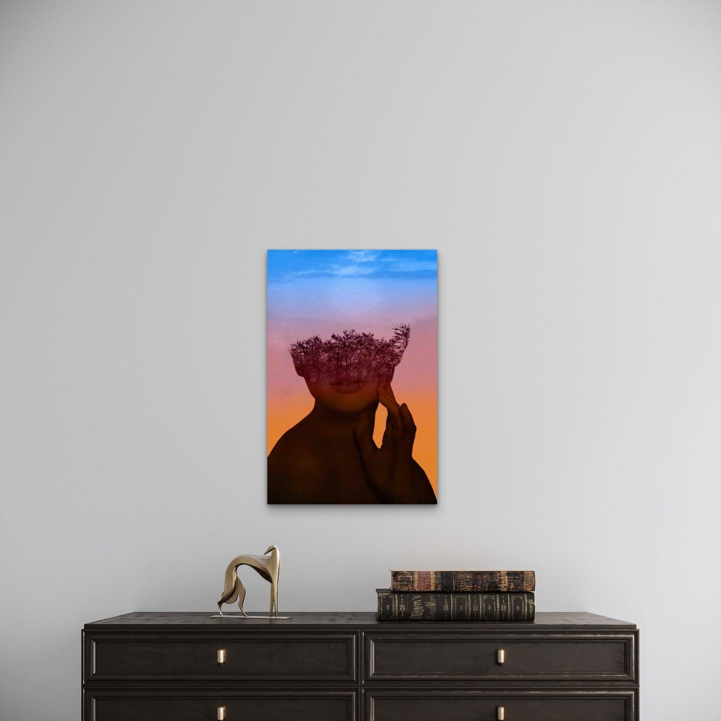 Fading Forest – Surreal Portrait 60x90cm Metal Print Ready to Hang