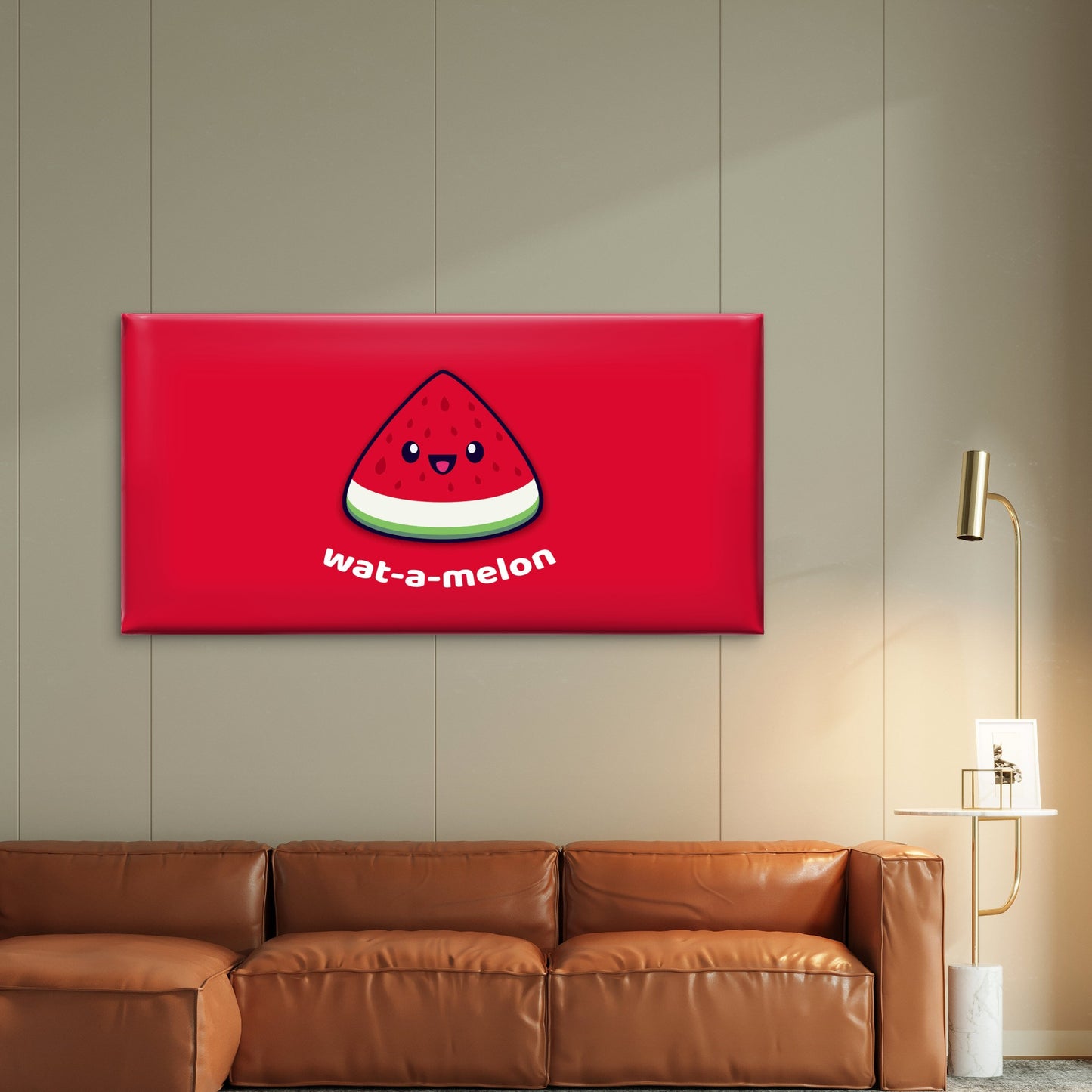 Bold Red Melon Cartoon Wall Art Canvas Office Home Room Framed 120x60cm