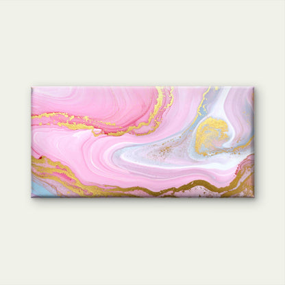 Pink Marble With Shimmering Gol Wall Art Canvas Office Home Room Framed 120x60cm - Bella Home Decor