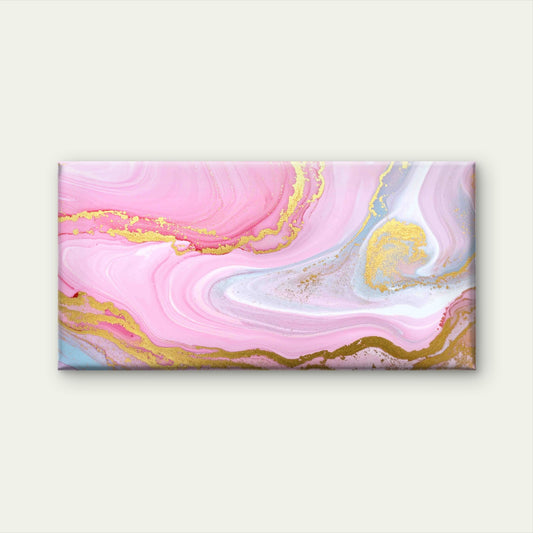 Pink Marble With Shimmering Gol Wall Art Canvas Office Home Room Framed 120x60cm