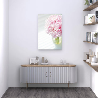 Soft Pink Chrysanthemum Flower Vase 40x60cm Metal Print Ready to Hang