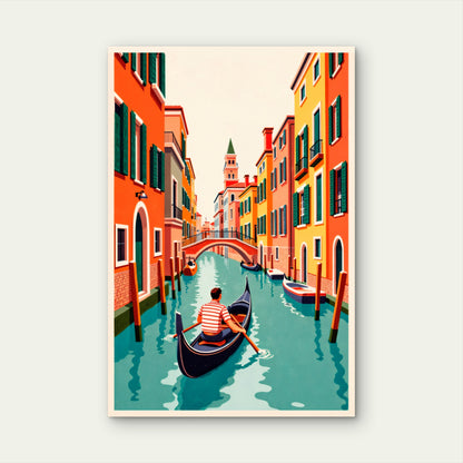 Vintage Design of Venice, Italy 40x60cm Metal Print Ready to Hang