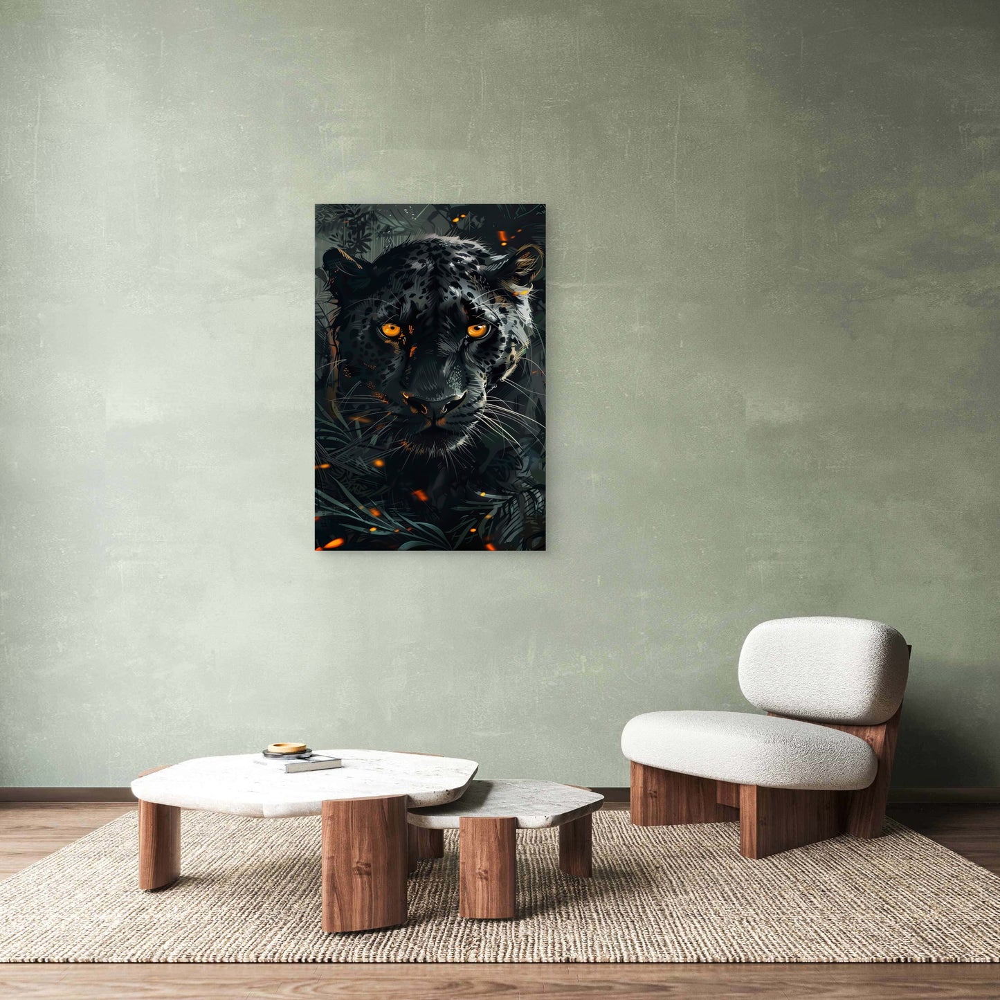 Black Panther Yellow Eyes Jungle Art 40x60cm Metal Print Ready to Hang
