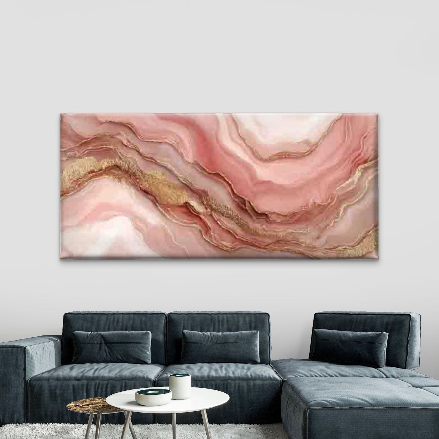 Pink Marble Pattern Wall Art Canvas Office Home Room Framed 120x60cm