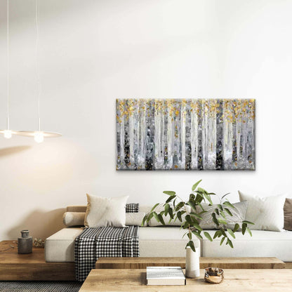 Abstract Winter Forest Wall Art Canvas Office Home Room Framed 120x60cm - Bella Home Decor