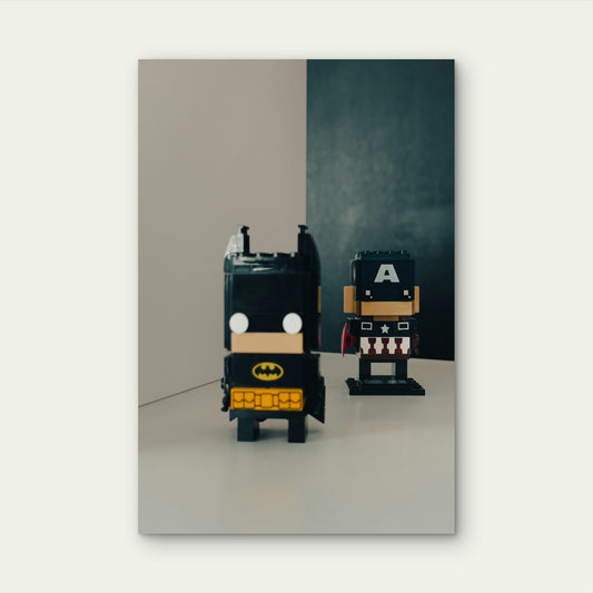 Couple Of Legos That Are Sitting On A Table 60x90cm Metal Print Ready to Hang