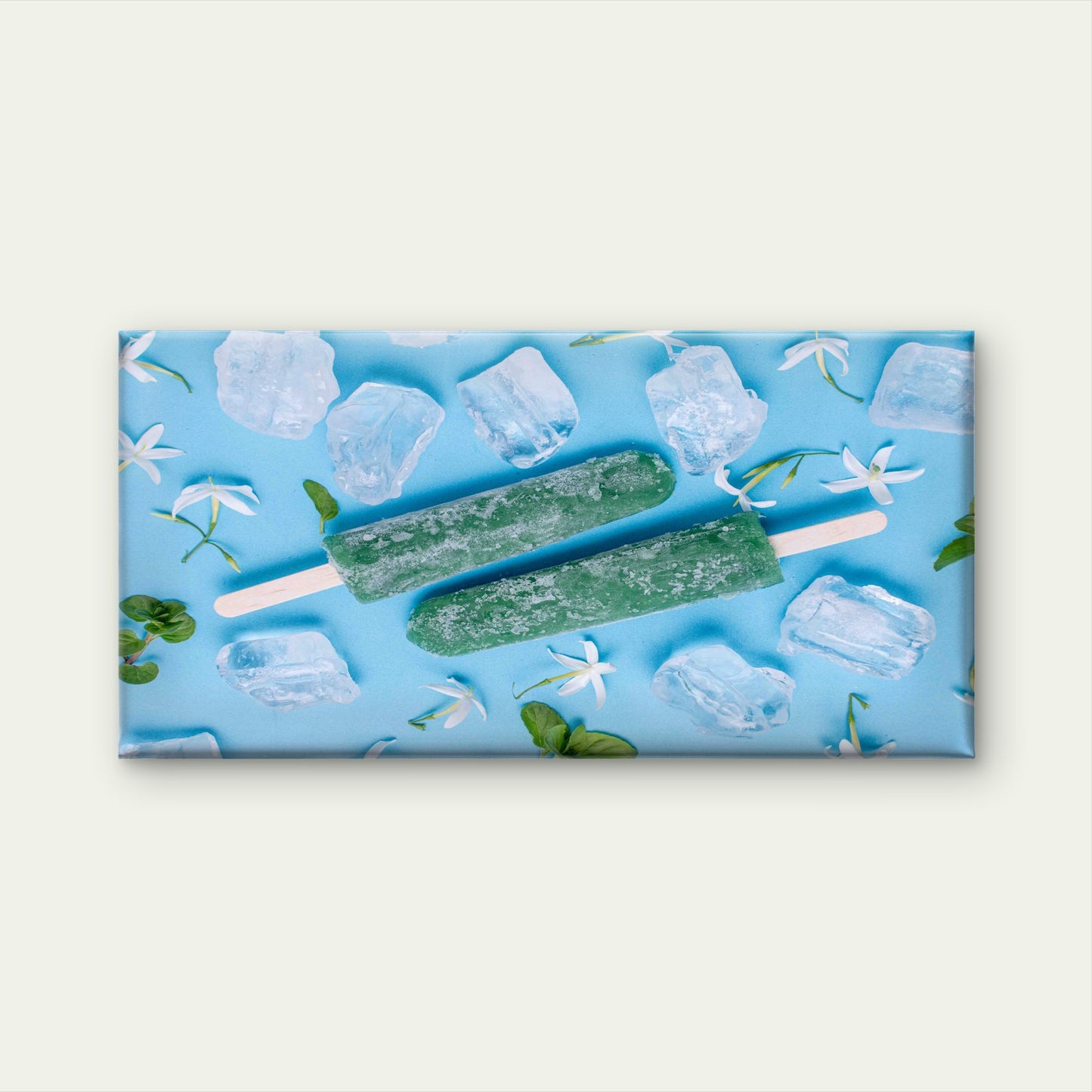 Ice Cubes, Mint Leaves, Wall Art Canvas Office Home Room Framed 120x60cm