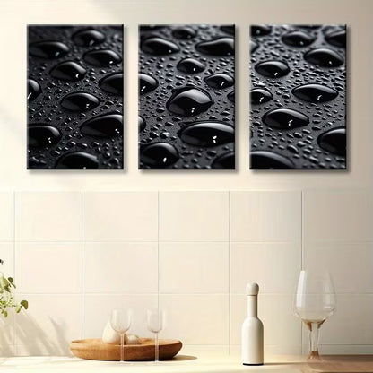 3pcs Black background Water Drop Wall Art Set Canvas Framed 40x60cm - High Quality Print 100 % Australian Made Wall Canvas Ready to Hang