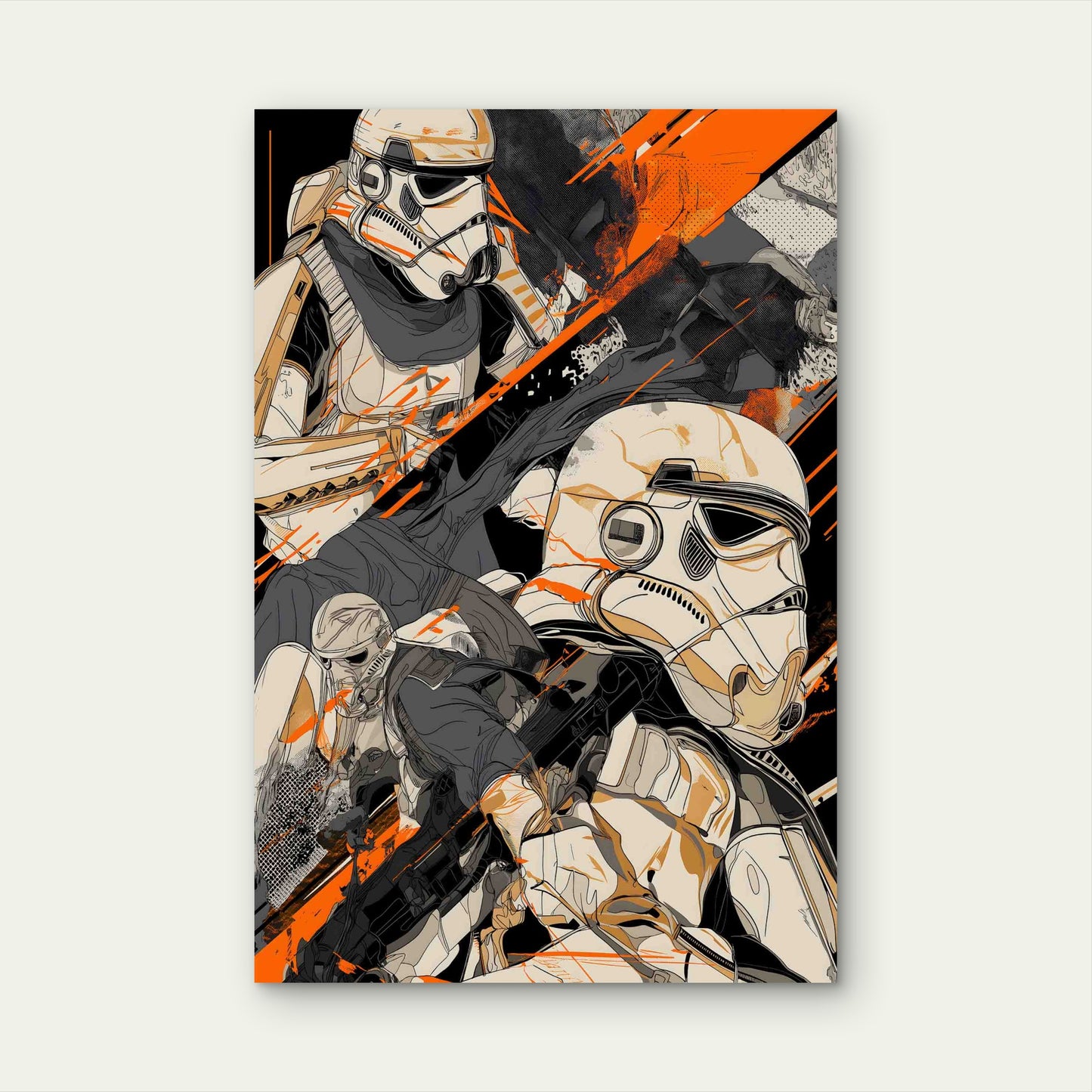 Tactical Orange & Black Sci-Fi Trooper 40x60cm Metal Print Ready to Hang