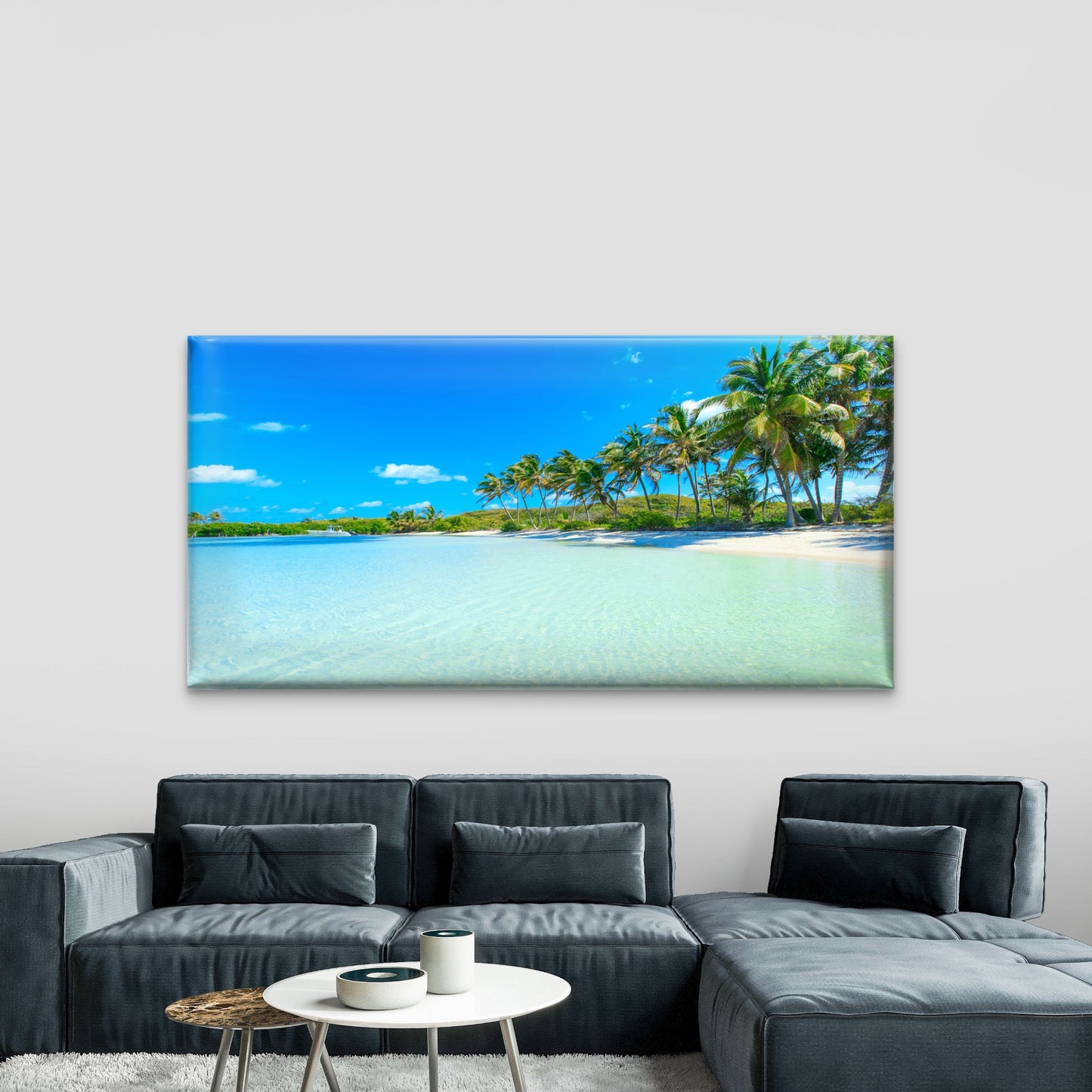Peaceful Tropical Beach Island Wall Art Canvas Office Home Room Framed 120x60cm