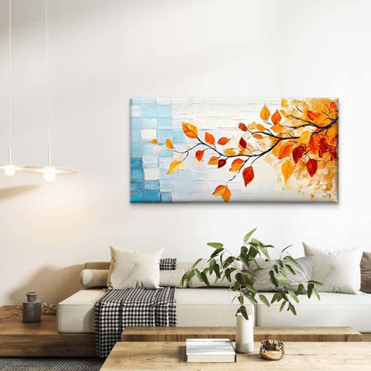 Autumn Leaf Black Branch Wall Art Canvas Office Home Room Framed 120x60cm - Bella Home Decor