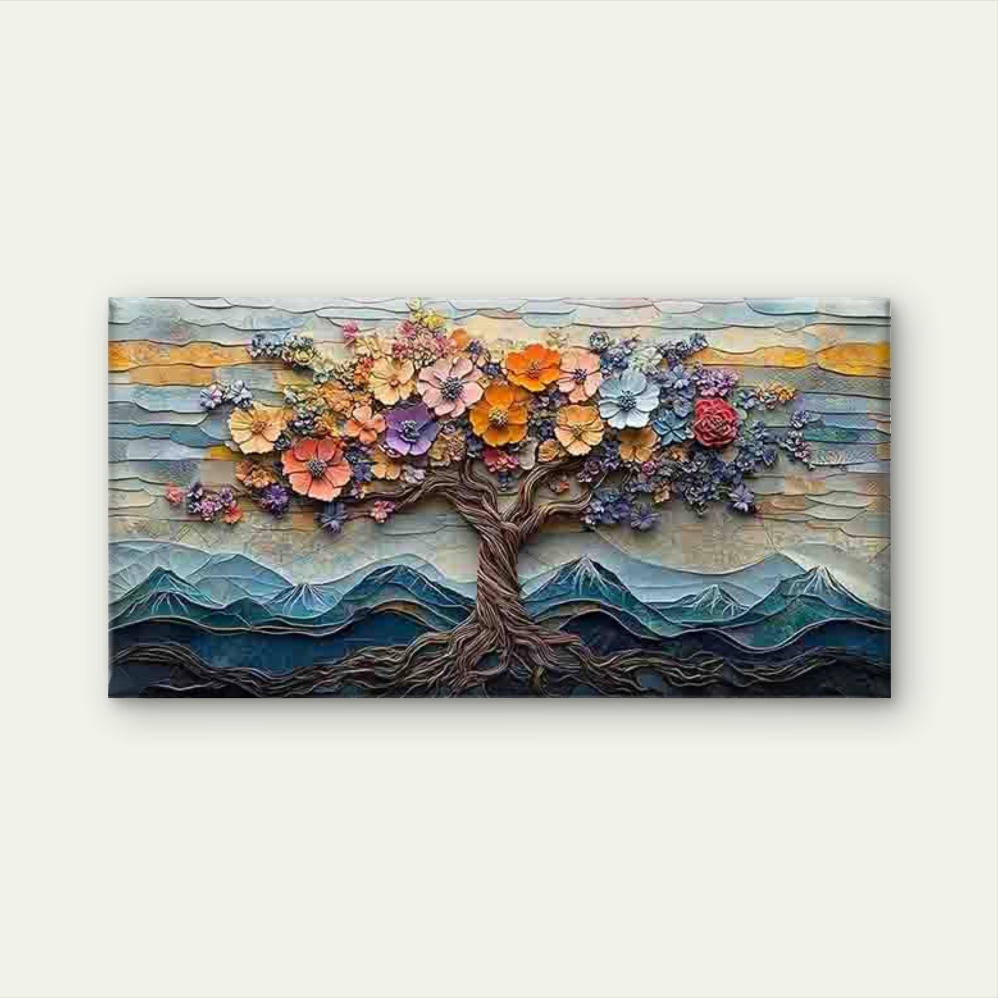 Vibrant Tree of Life Wall Art Canvas Office Home Room Framed 120x60cm - Bella Home Decor