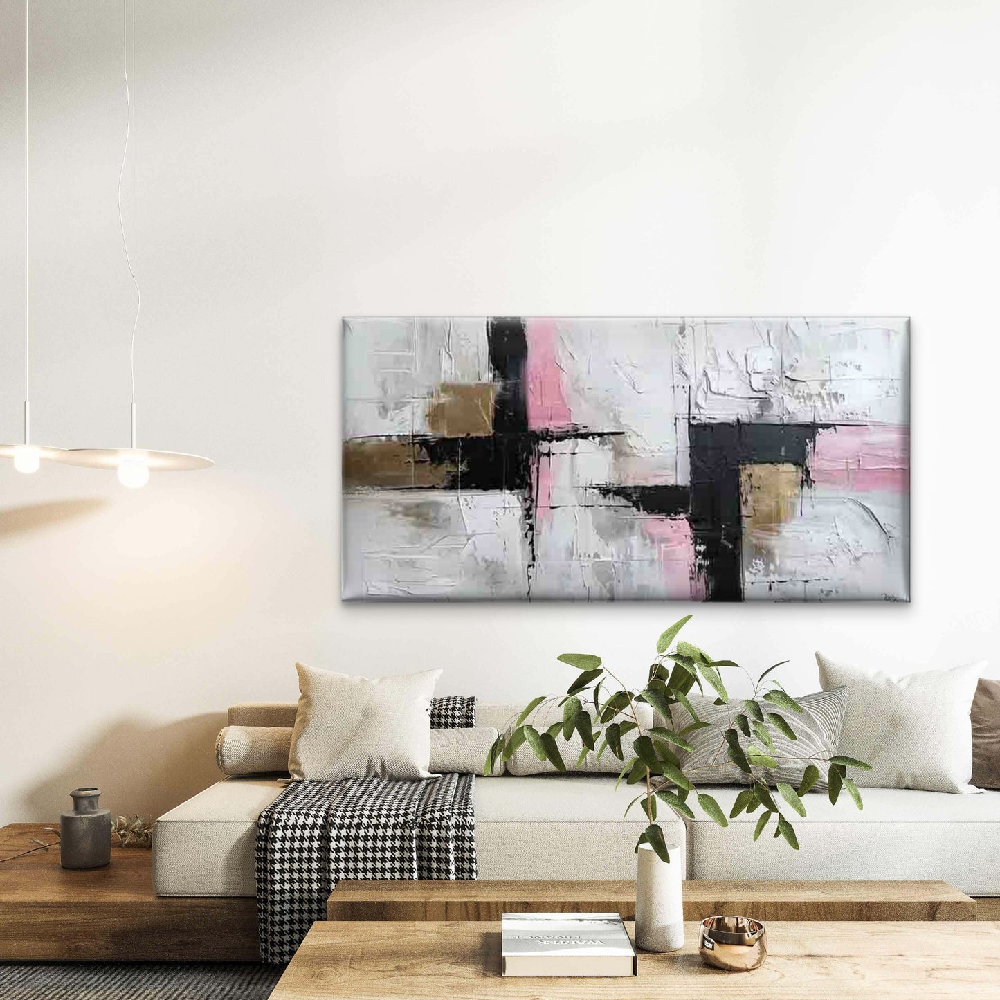 Abstract Geometric Design Wall Art Canvas Office Home Room Framed 120x60cm - Bella Home Decor