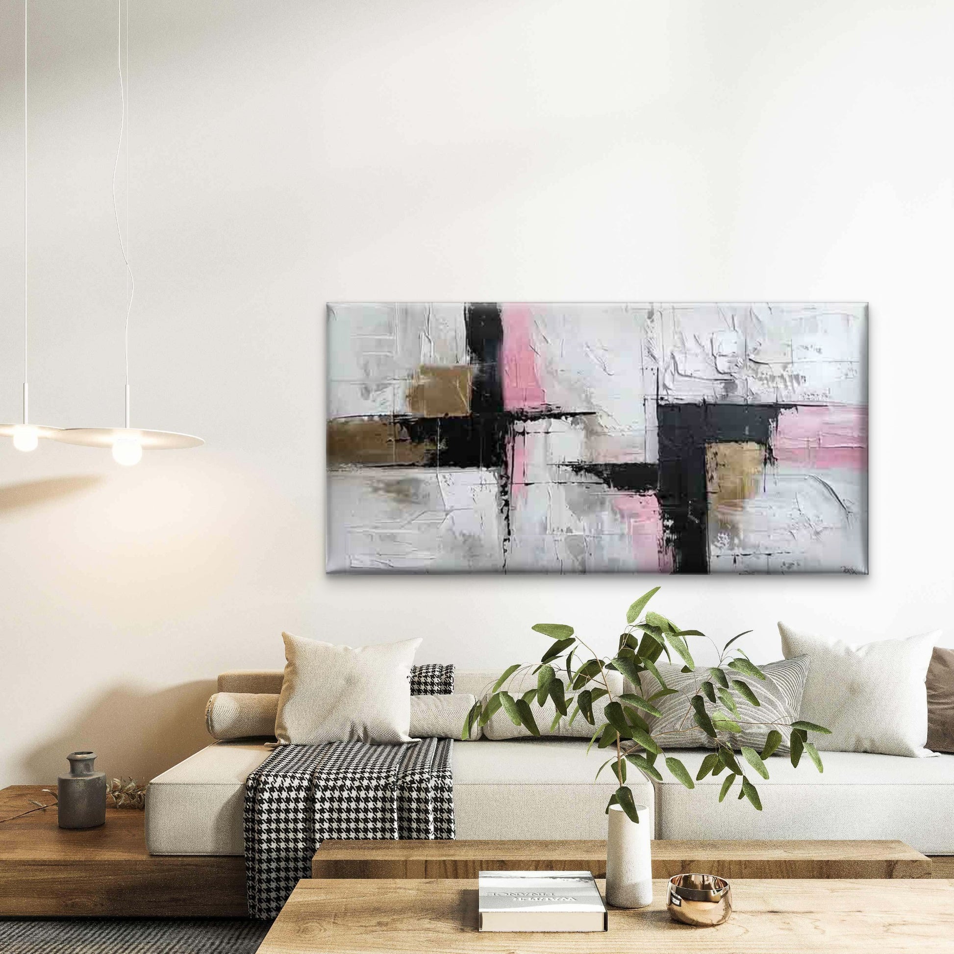 Abstract Geometric Design Wall Art Canvas Office Home Room Framed 120x60cm - Bella Home Decor
