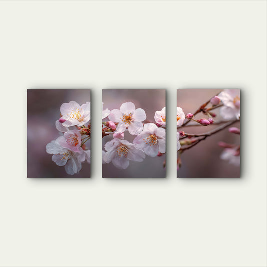 3pcs Soft Pink Cherry Blossoms In Spring Wall Art Set Canvas Framed 50x70cm - High Quality Print 100% Australian Made Wall Canvas Ready to Hang - Bella Home Decor