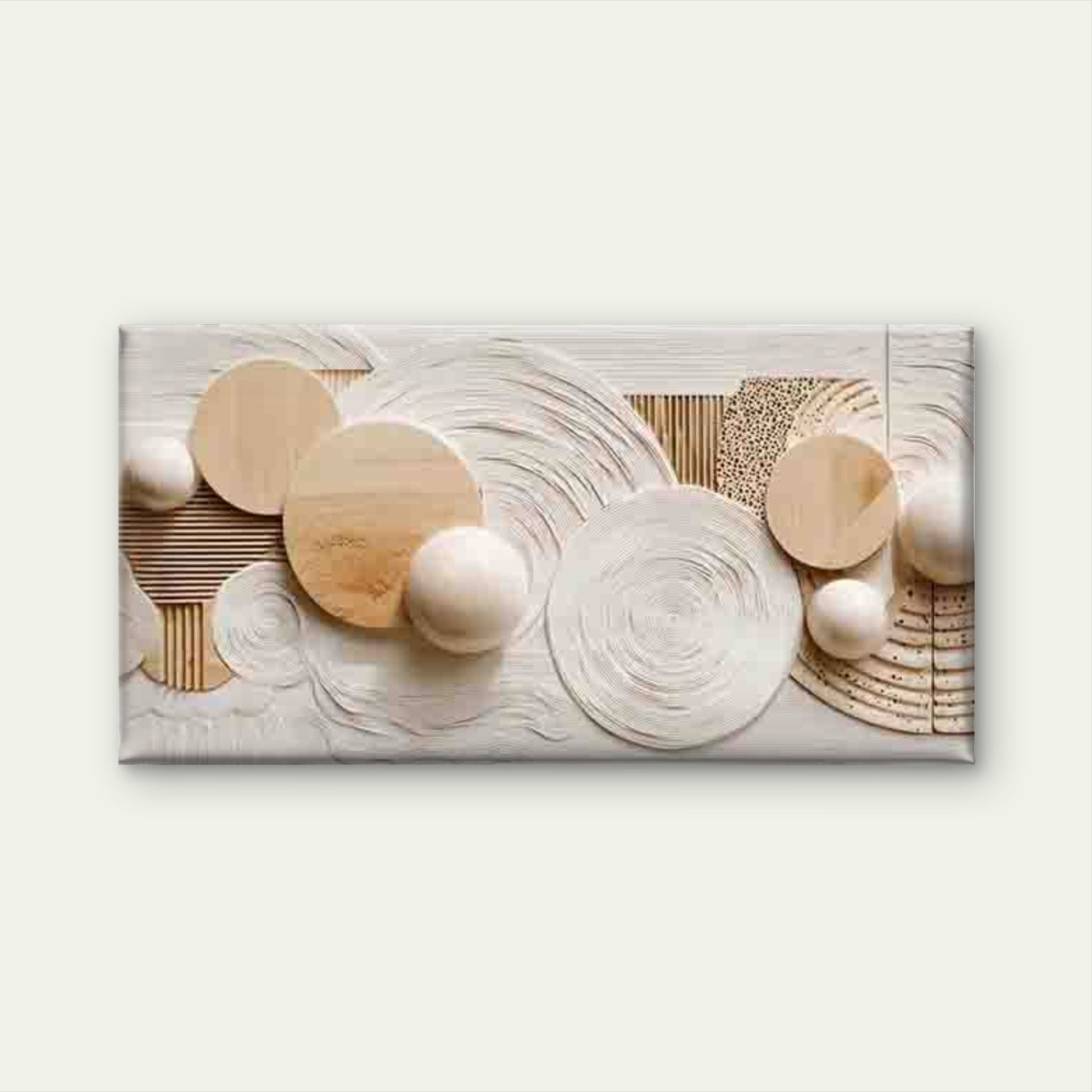 Abstract Wood Circle & Sphere Wall Art Canvas Office Home Room Framed 120x60cm - Bella Home Decor