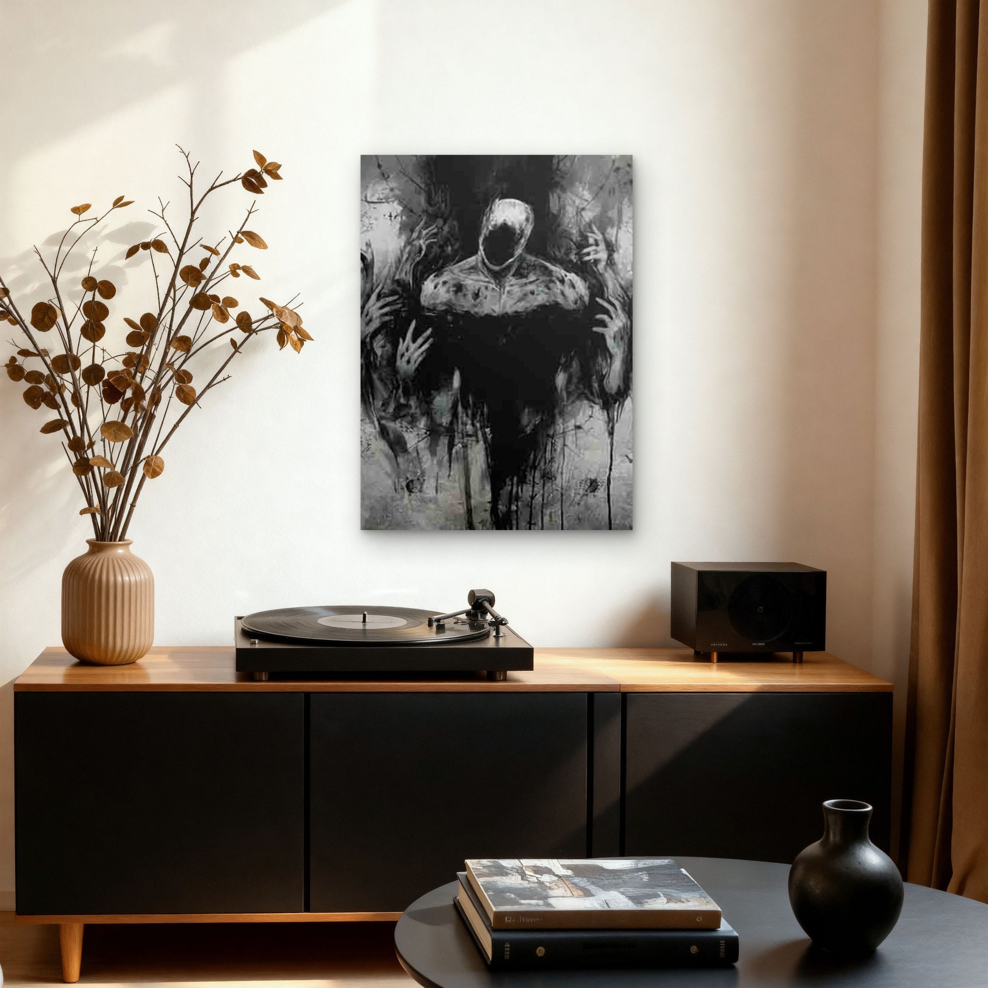 Minimalist Abstract Hand Palm Figure Metal Print Ready to Hang - Bella Home Decor