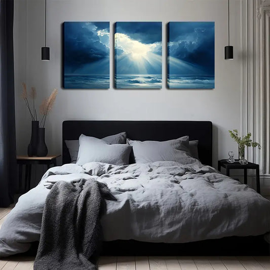 3pcs Charm of Light Wall Art Set Canvas Framed 40x60cm - High Quality Print 100% Australian Made Wall Canvas Ready to Hang