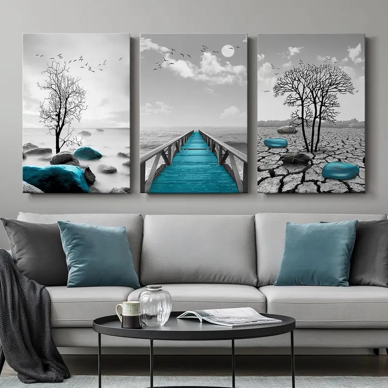 3pcs Coastal Beach Scene Metal Print Ready to Hang Art - Bella Home Decor