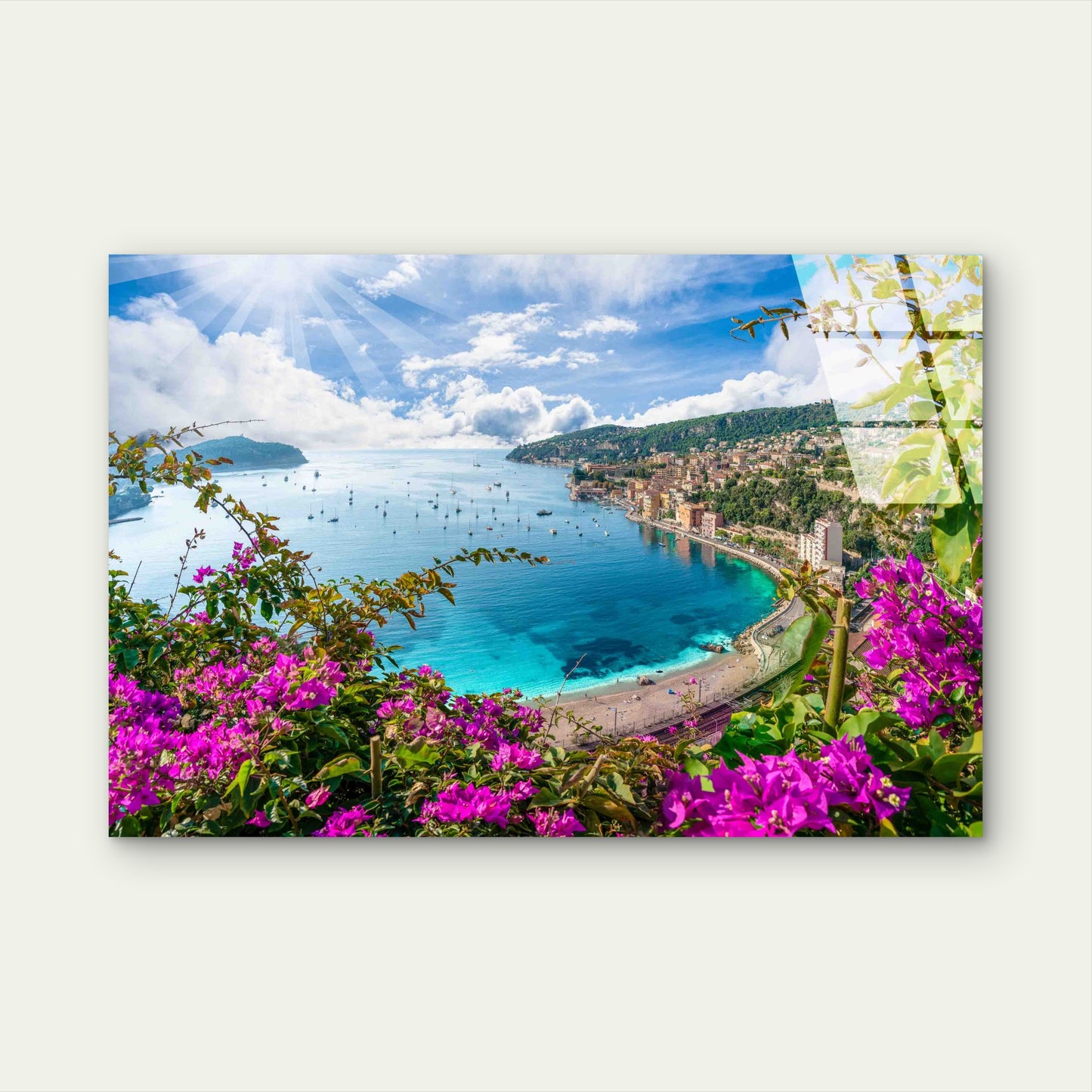 Mediterranean Coastal Tempered Glass Printing Wall Art Australian Made Quality