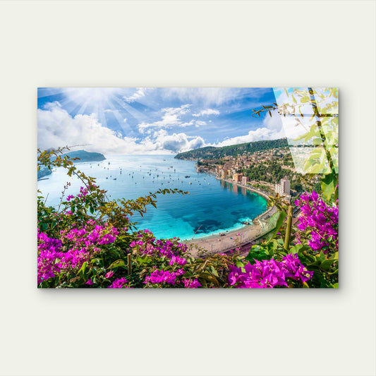 Mediterranean Coastal Tempered Glass Printing Wall Art Australian Made Quality