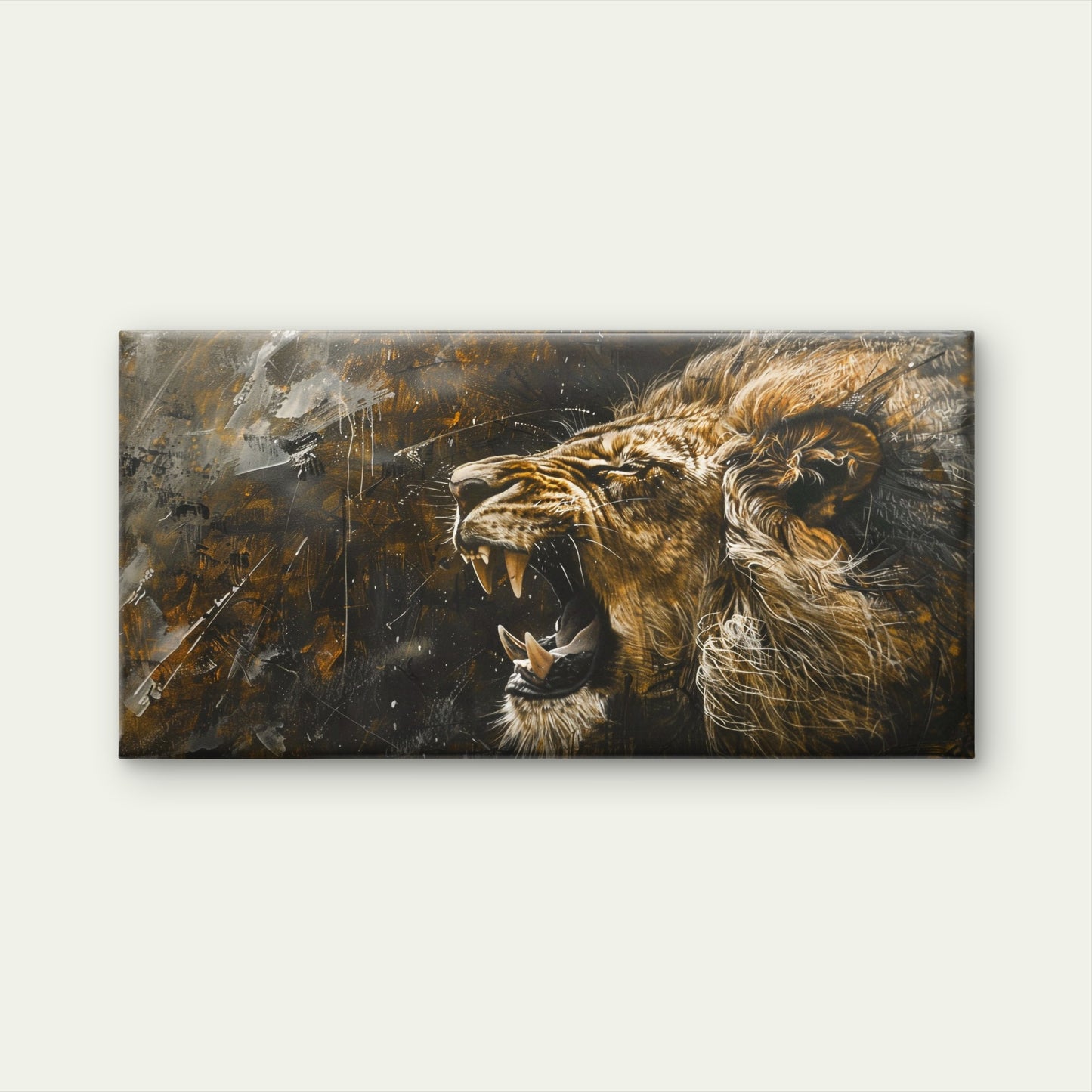 Modern Abstract Roaring Lion Wall Art Canvas Office Home Framed 120x60cm