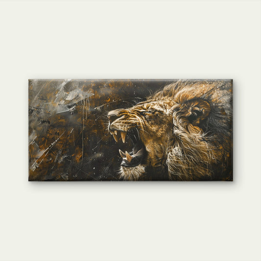 Modern Abstract Roaring Lion Wall Art Canvas Office Home Framed 120x60cm