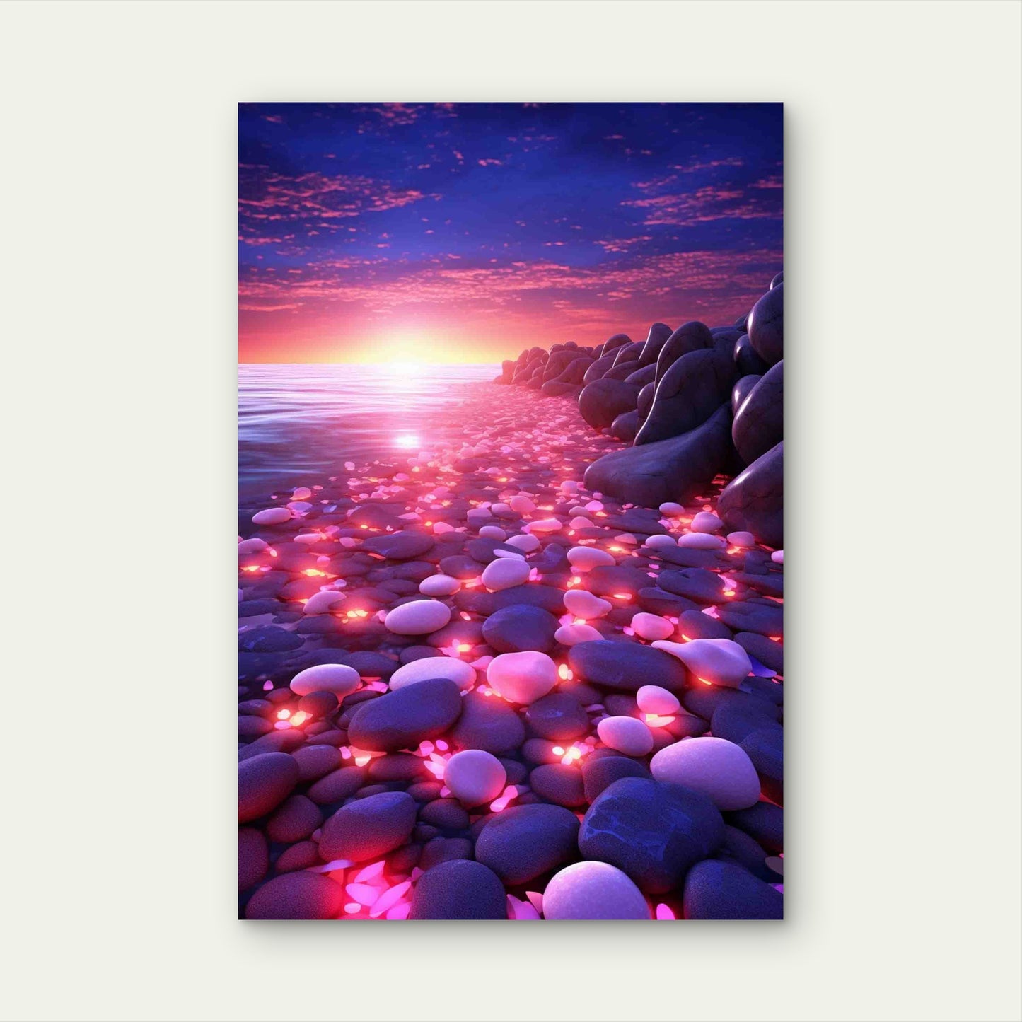 SunSet Ocean 60x90cm Metal Print Ready to Hang - Bella Home Decor