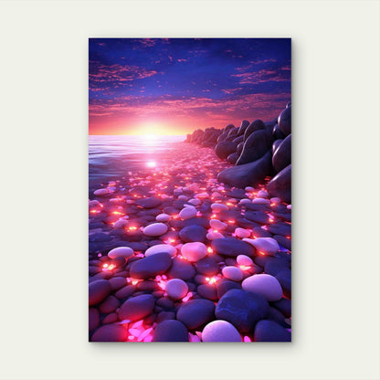 SunSet Ocean 60x90cm Metal Print Ready to Hang - Bella Home Decor