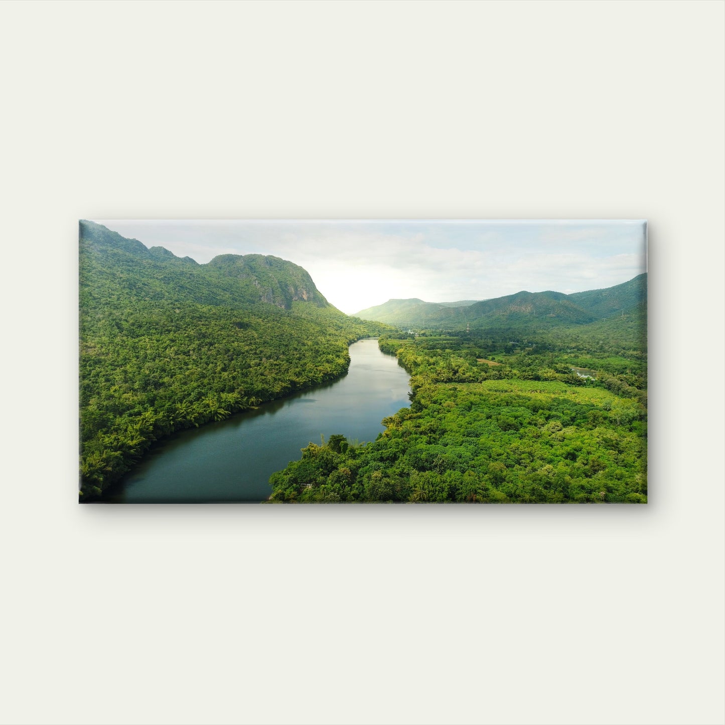 Alvord River Through Rainforest Wall Art Canvas Office Home Room Framed 120x60cm