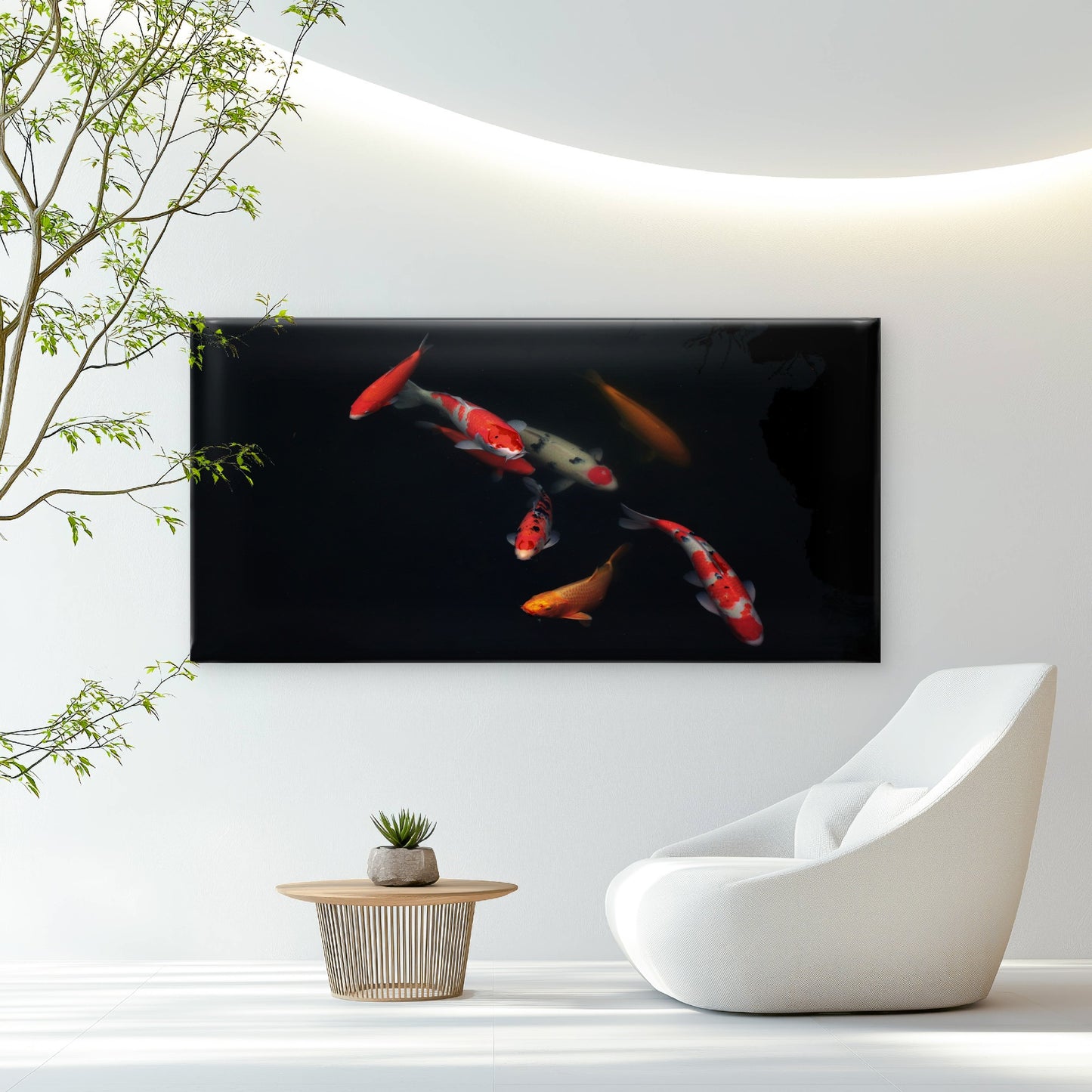 Vibrant Koi Fish Swimming Wall Art Canvas Office Home Room Framed 120x60cm