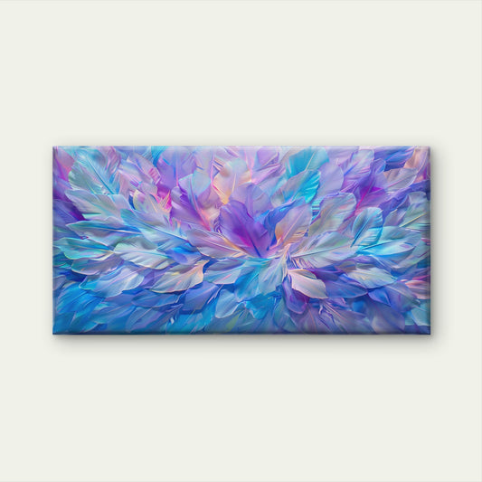 Modern Violet Fluffy Feather Wall Art Canvas Office Home Room Framed 120x60cm