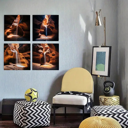 4pcs Sun Rays on Antelope Canyon  Wall Art Canvas Framed