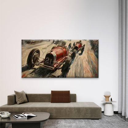 Vintage Race Car Wall Art Canvas Office Home Room Framed 120x60cm