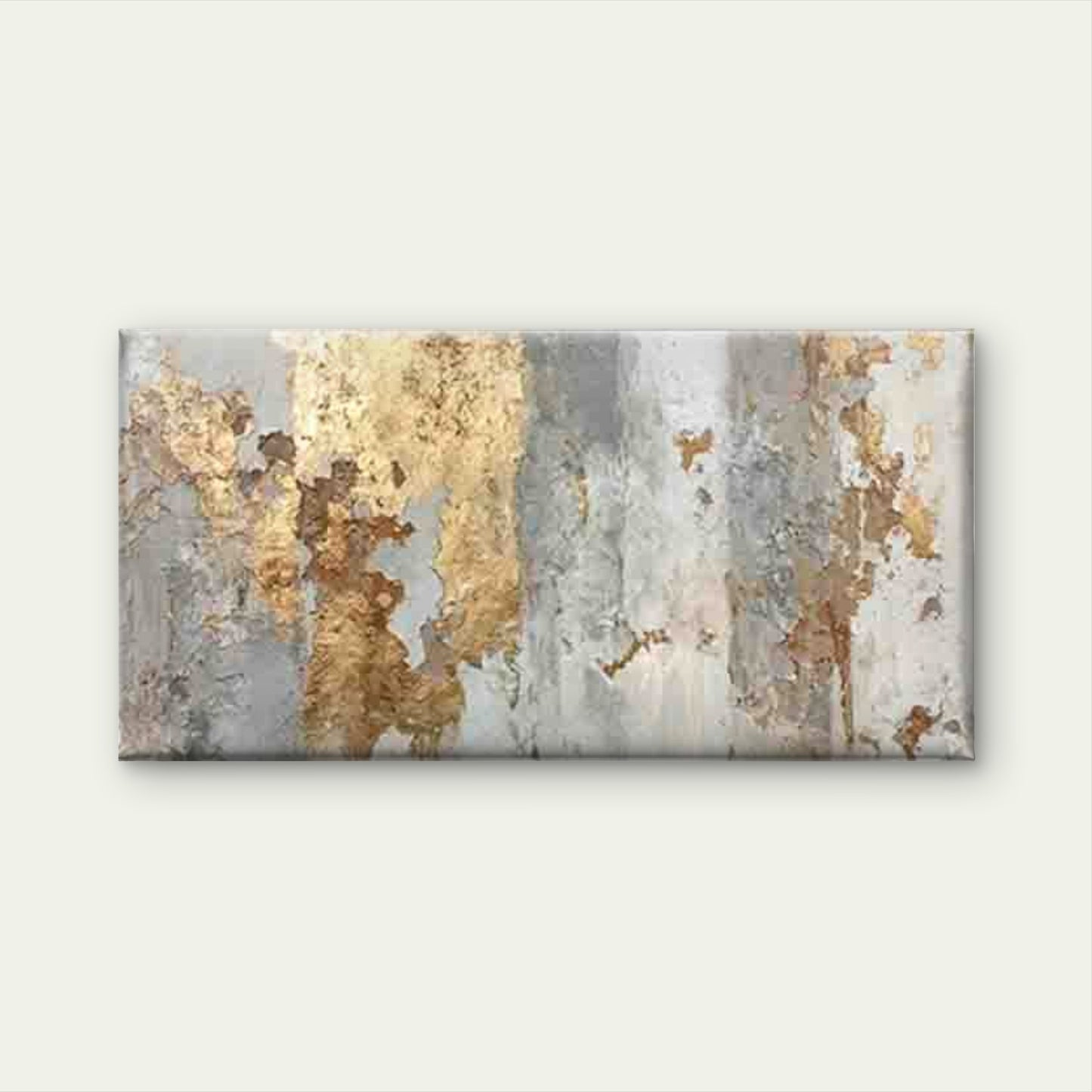 Weathered Golden Leaf Wall Art Canvas Office Home Room Framed 120x60cm - Bella Home Decor