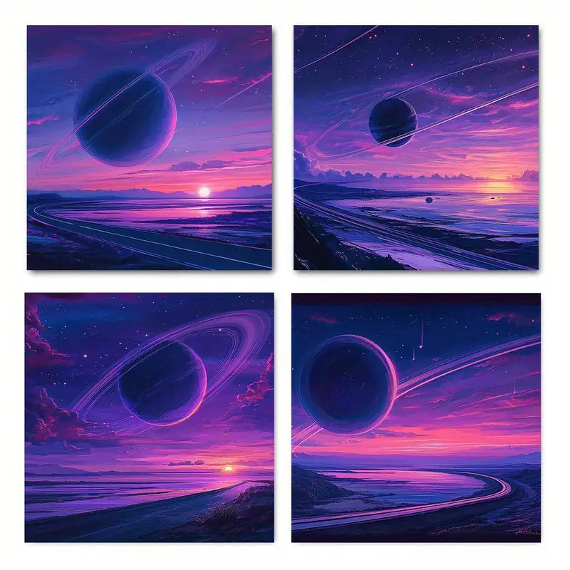 4pcs   Empty Planet Themed ml Wall Art Canvas Framed