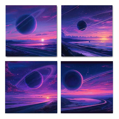 4pcs   Empty Planet Themed ml Wall Art Canvas Framed