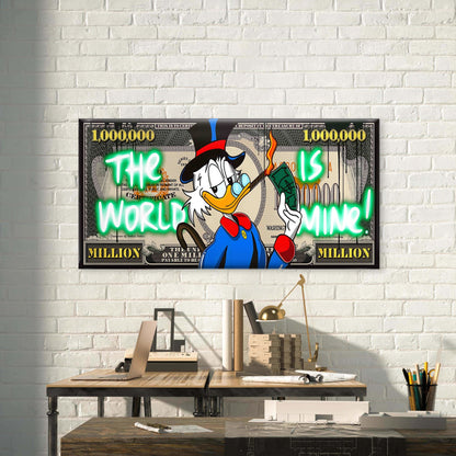 Rich Duck Burning Cash Wall Art Canvas Office Home Room Framed 120x60cm - Bella Home Decor