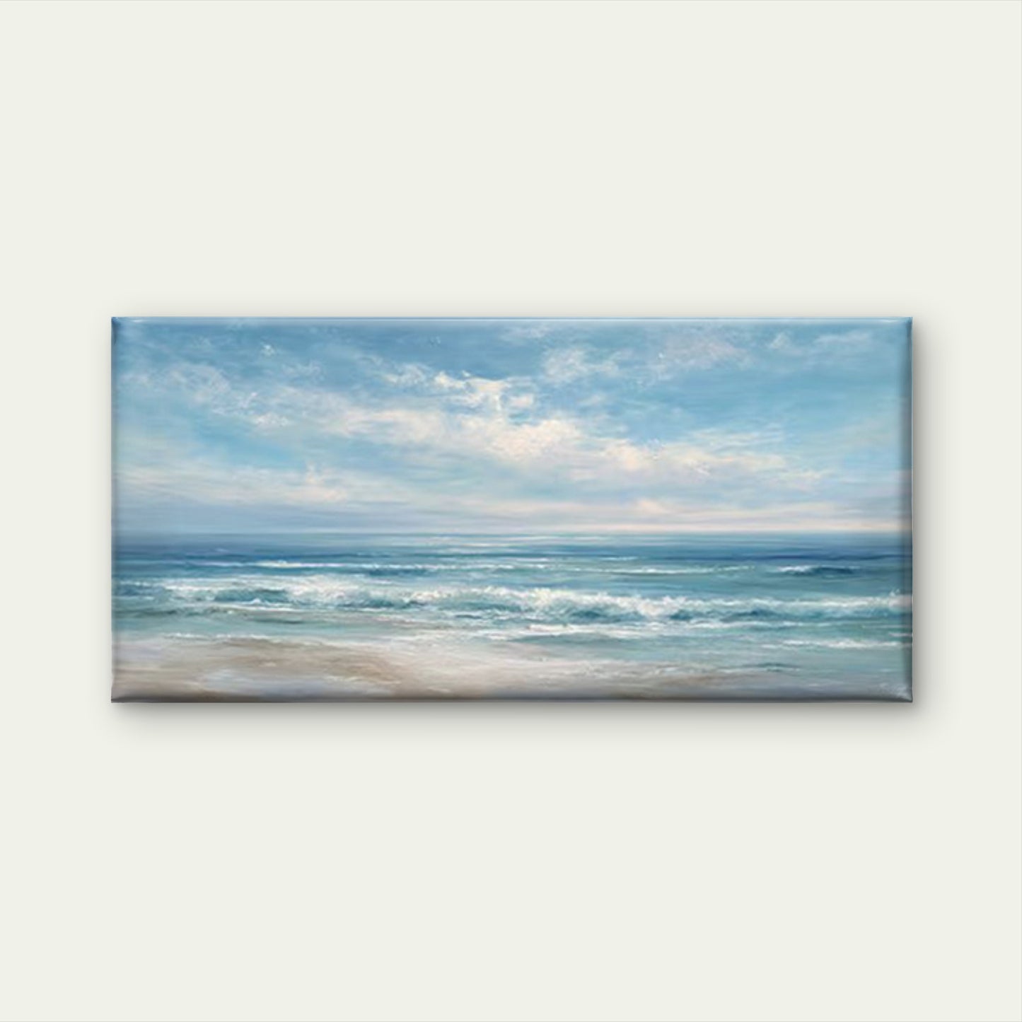 Coastal Landscape with Gentle Waves Wall Art Canvas Office Home Room Framed 120x60cm