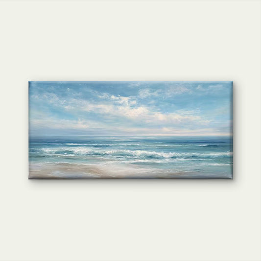Coastal Landscape with Gentle Waves Wall Art Canvas Office Home Room Framed 120x60cm