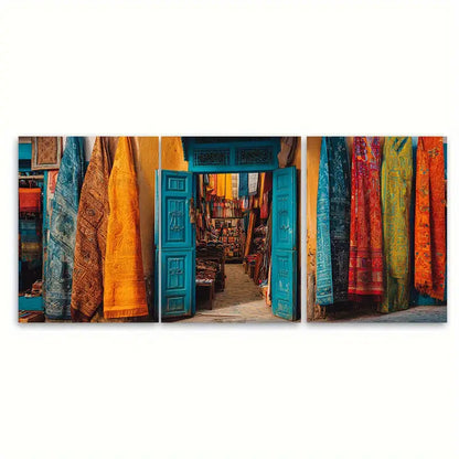 3pcs Fez Morocco Colorful Medina Wall Art Set Canvas Framed 50x70cm - High Quality Print 100% Australian Made Wall Canvas Ready to Hang