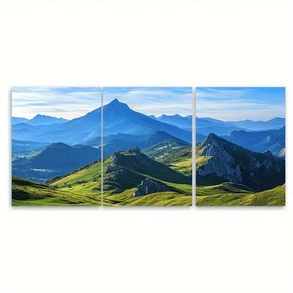 3pcs Pyrenees France Vintage Mountain Wall Art Set Canvas Framed 50x70cm - High Quality Print 100% Australian Made Wall Canvas Ready to Hang