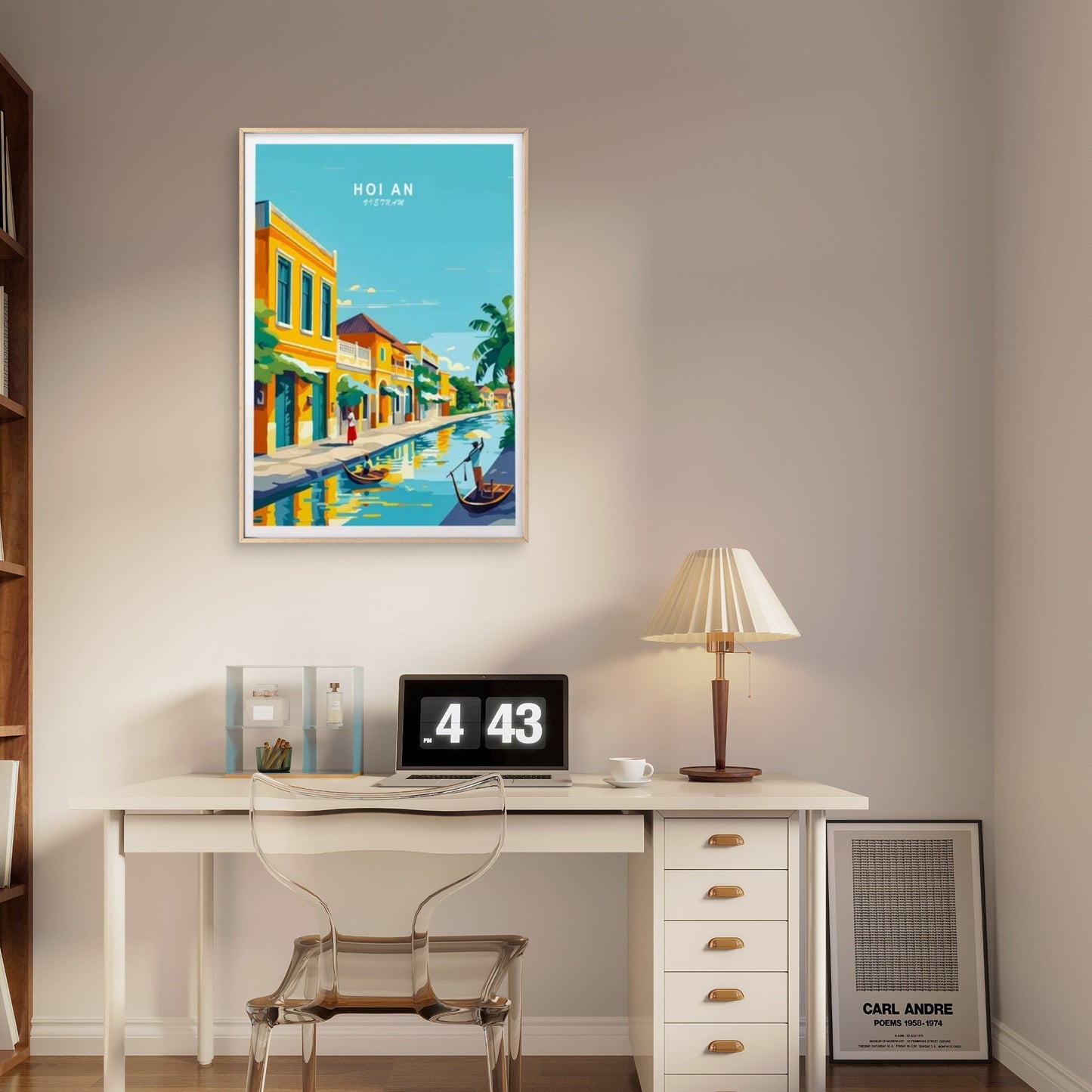Hoi An Vietnam, Canal Boats & House Art Travel Poster Print Wall Art - Bella Home Decor