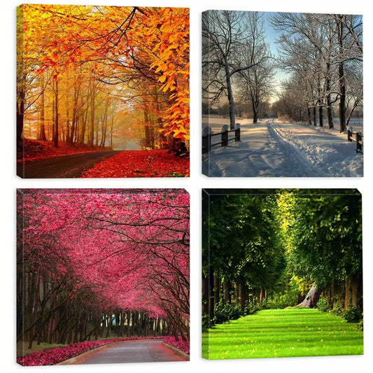 4pcs  Summer Season Themes   Wall Art Canvas Framed