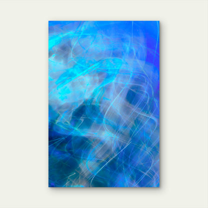 Abstract Blue and White Light Streaks Metal Print Ready to Hang
