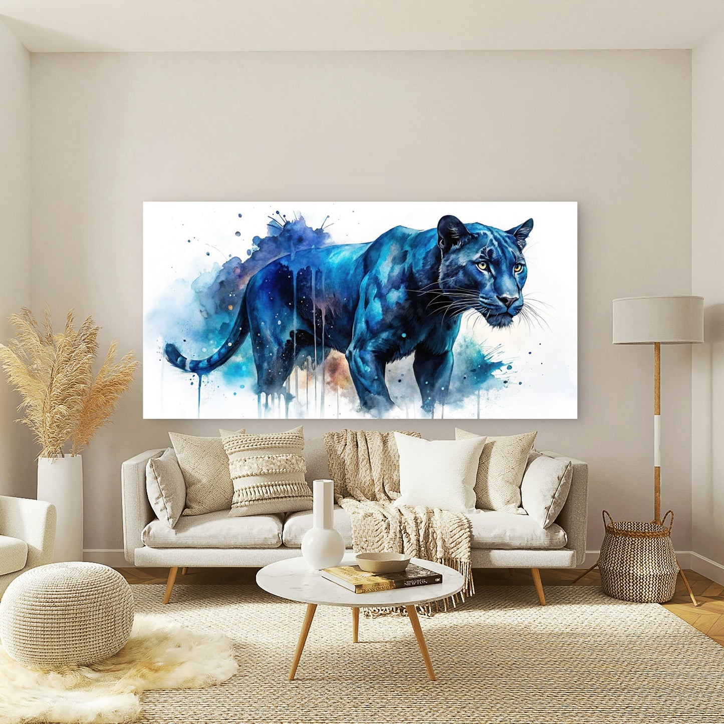 Black Panther Artistic Back Wall Art Canvas Office Home Room Framed 120x60cm